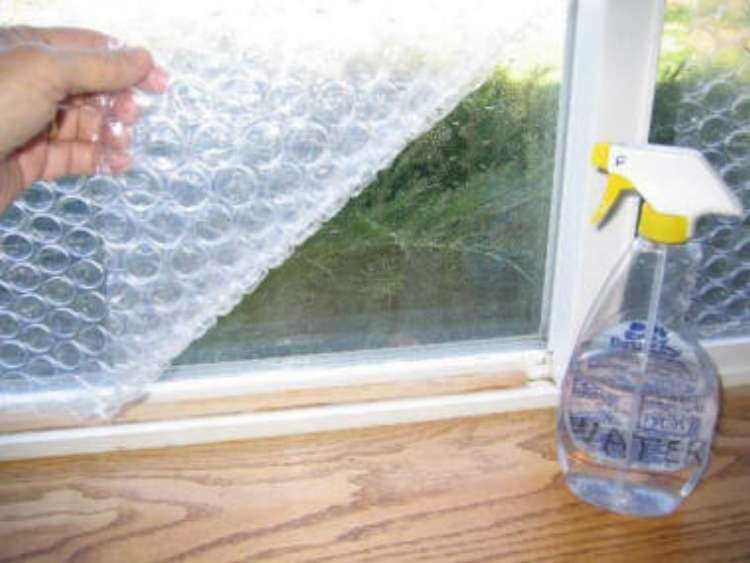 bubble wrap on window