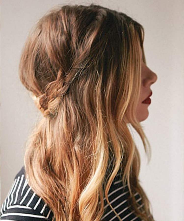 Simple half-up hairstyle with braid