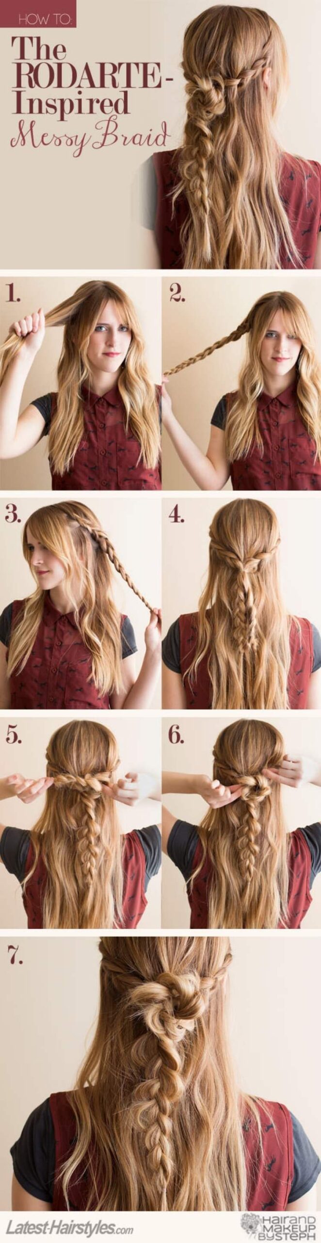 Simple Half-Up Hairstyle with boho braid