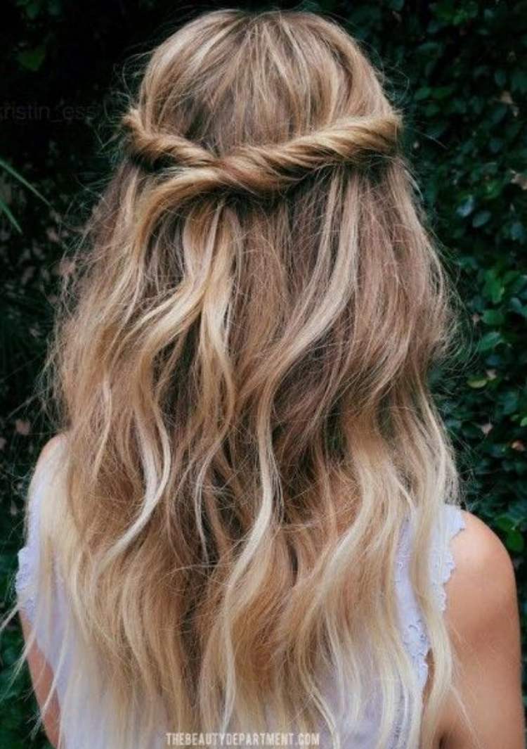 Simple half-up hairstyle with twist