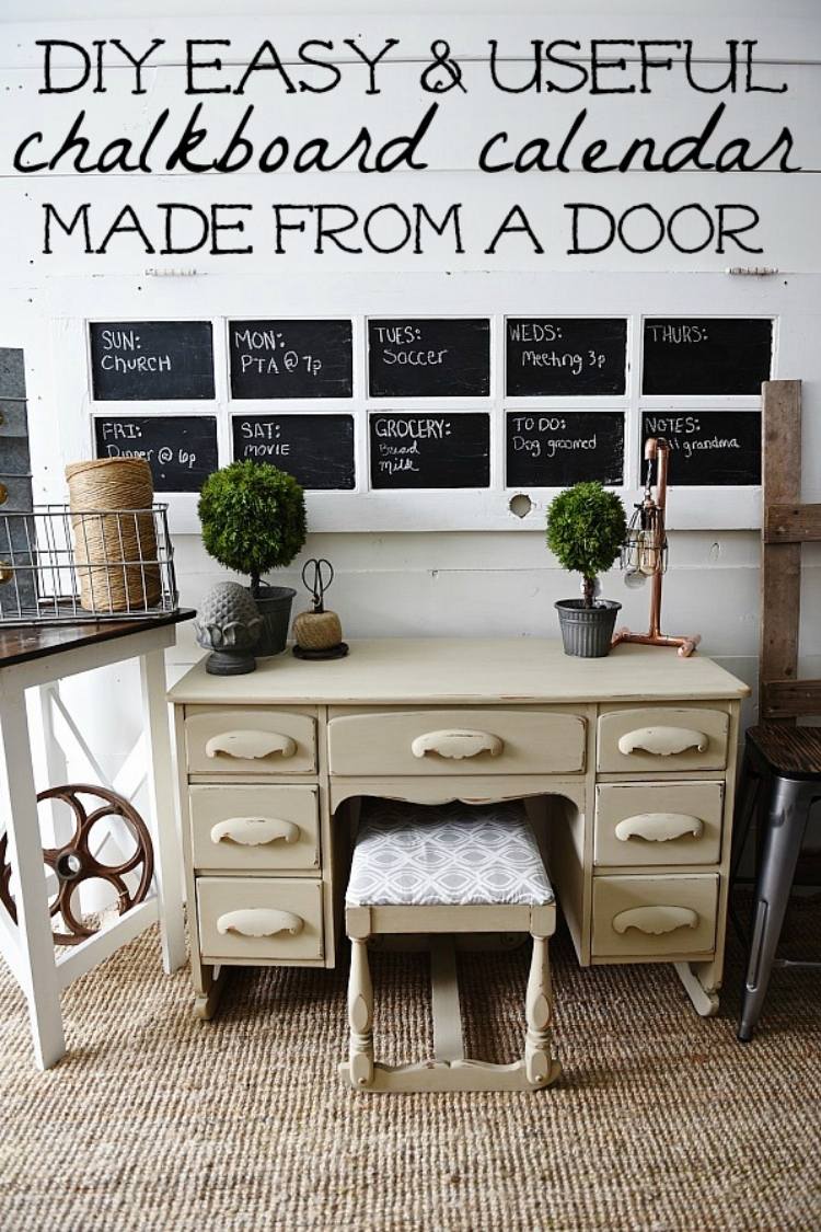 Reuse old doors - Door Chalkboard command center