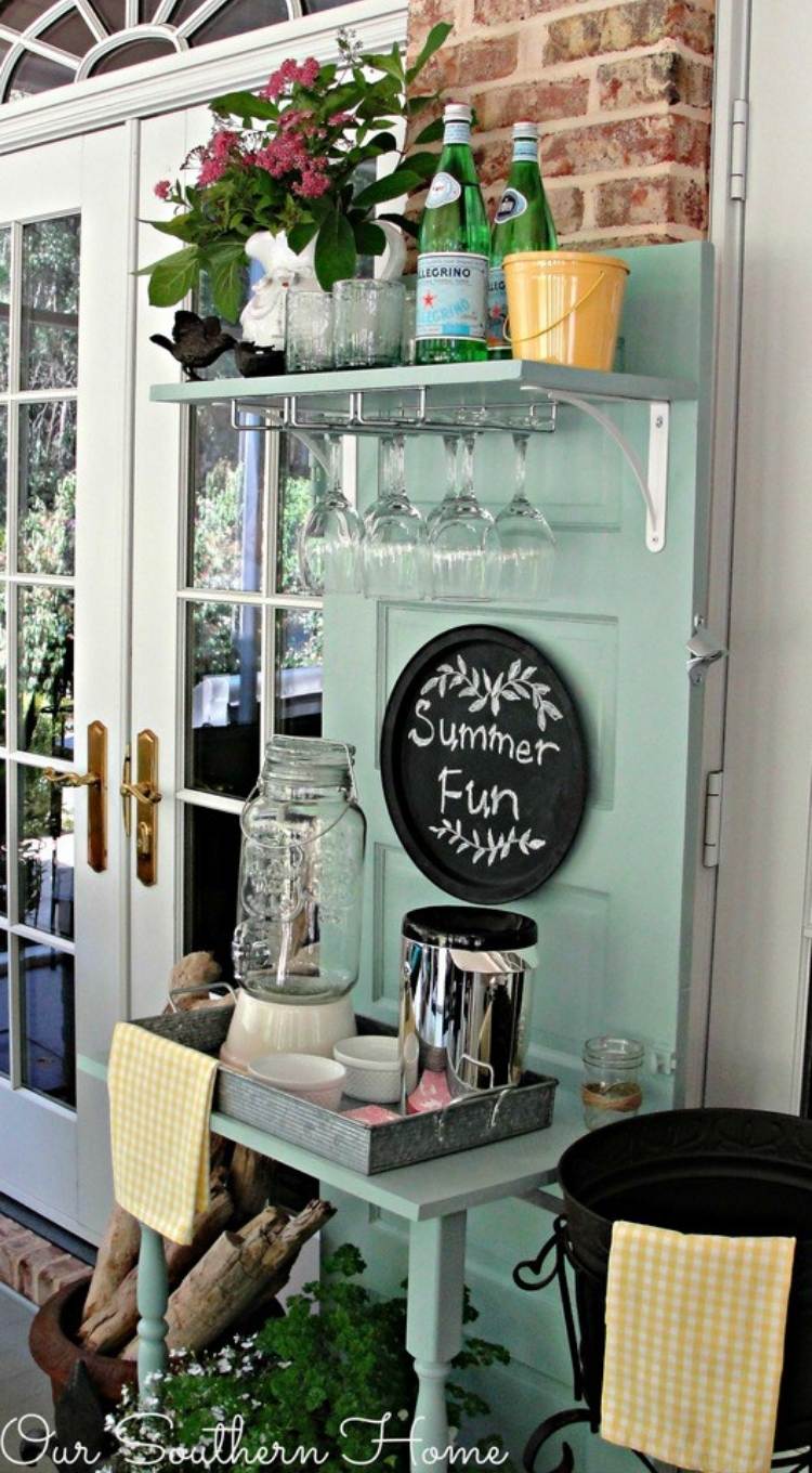 Diy beverage station from old door