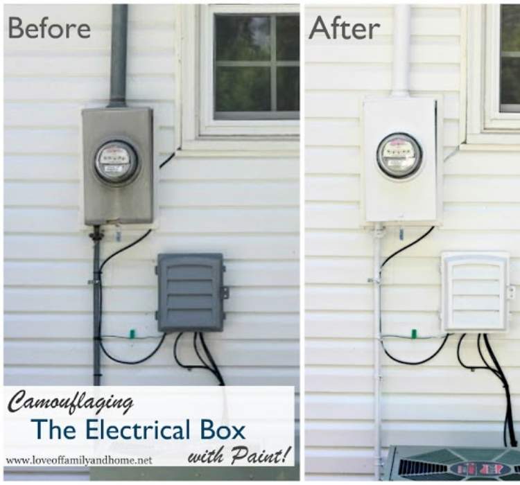 Picture of before & after electric box transformation