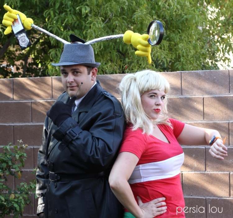 Easy couples costume - Couple dressed as Inspector Gadget and Penny