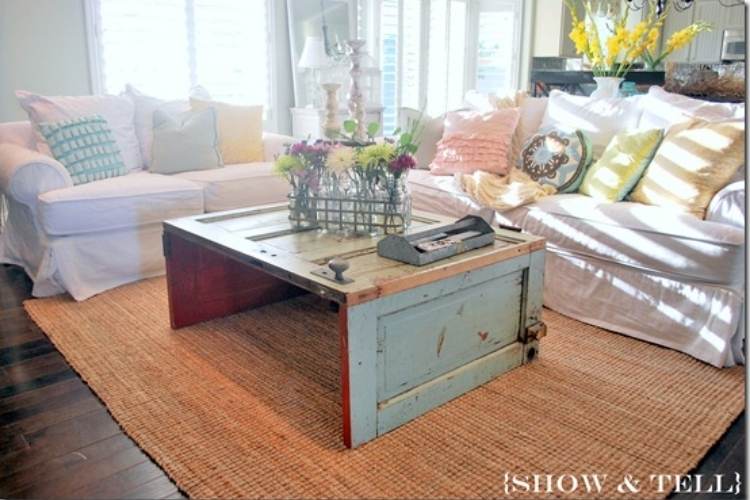 Reuse old Doors - door turned coffee table