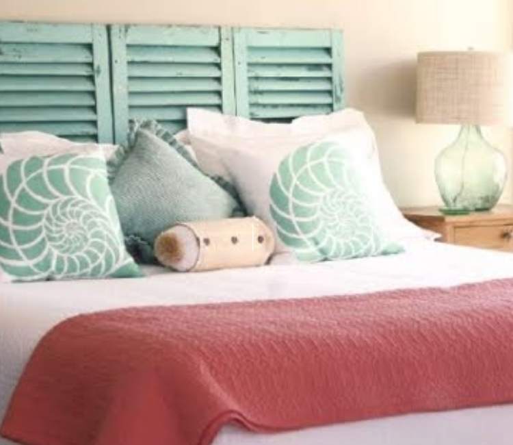 Shutters made into a headboard