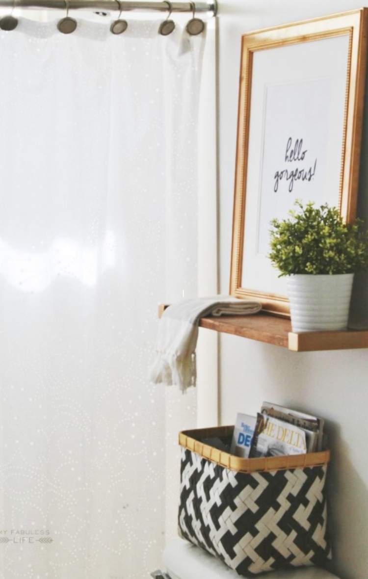 above the toilet storage ideas basket and shelf