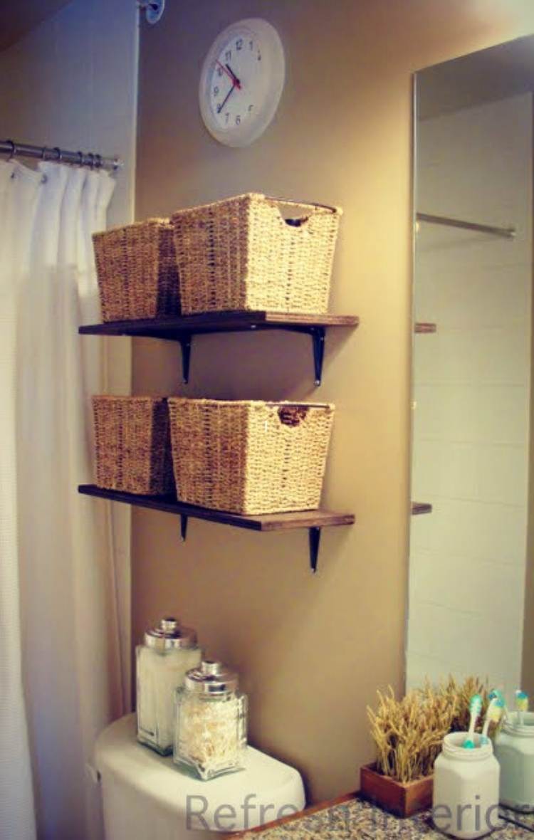 DIY Hanging Storage Bins For Over The Toilet Storage – Practically