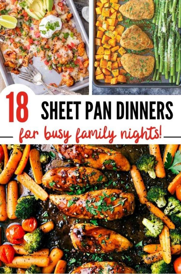 Pinterst Pin: Easy sheet pan dinners, one pan chicken dinners, sheet pan nachos, and chicken and butternut squash sheet pan dinner