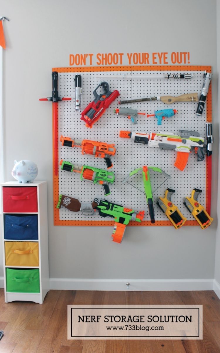 pegboard storage for kids room organization