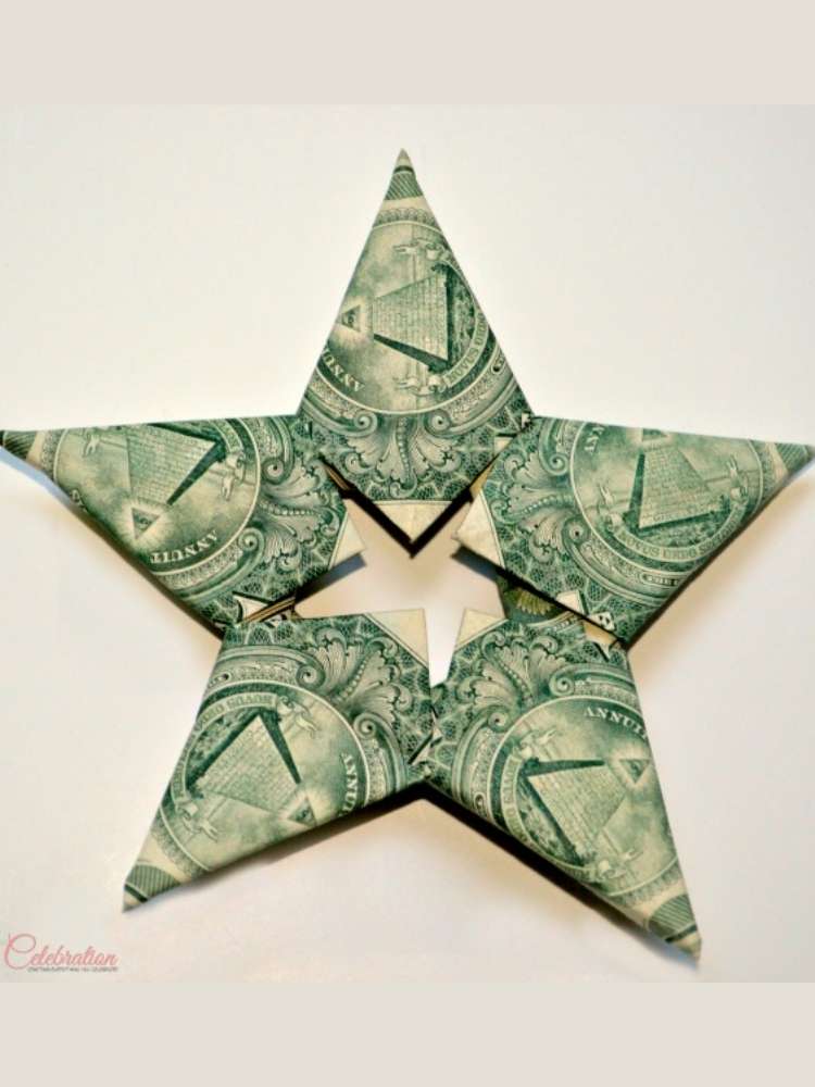 Interlocking Money Star gift idea- money in the shape of a star