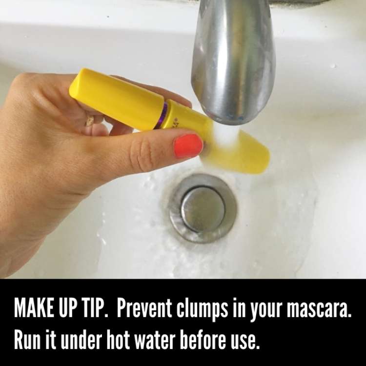 Run mascara under hot water before use beauty hack