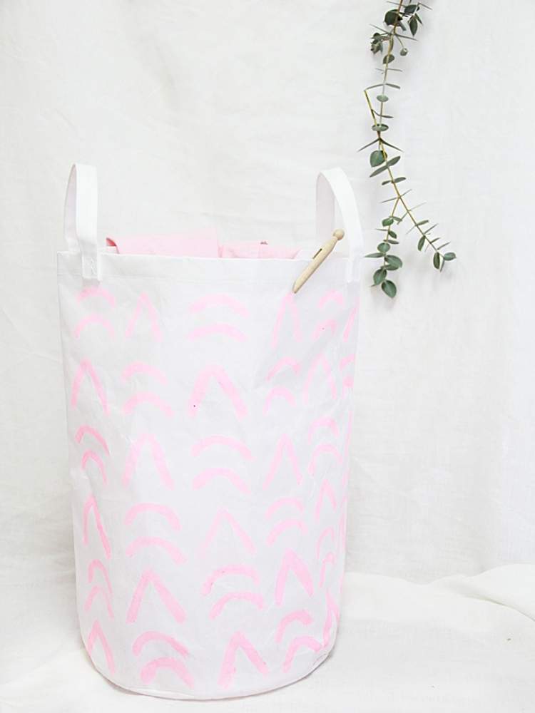Picture of handpainted fabric laundry basket