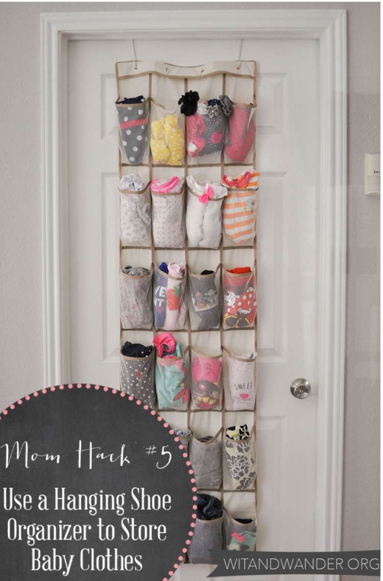 Hanging shoe organizer baby clothes storage