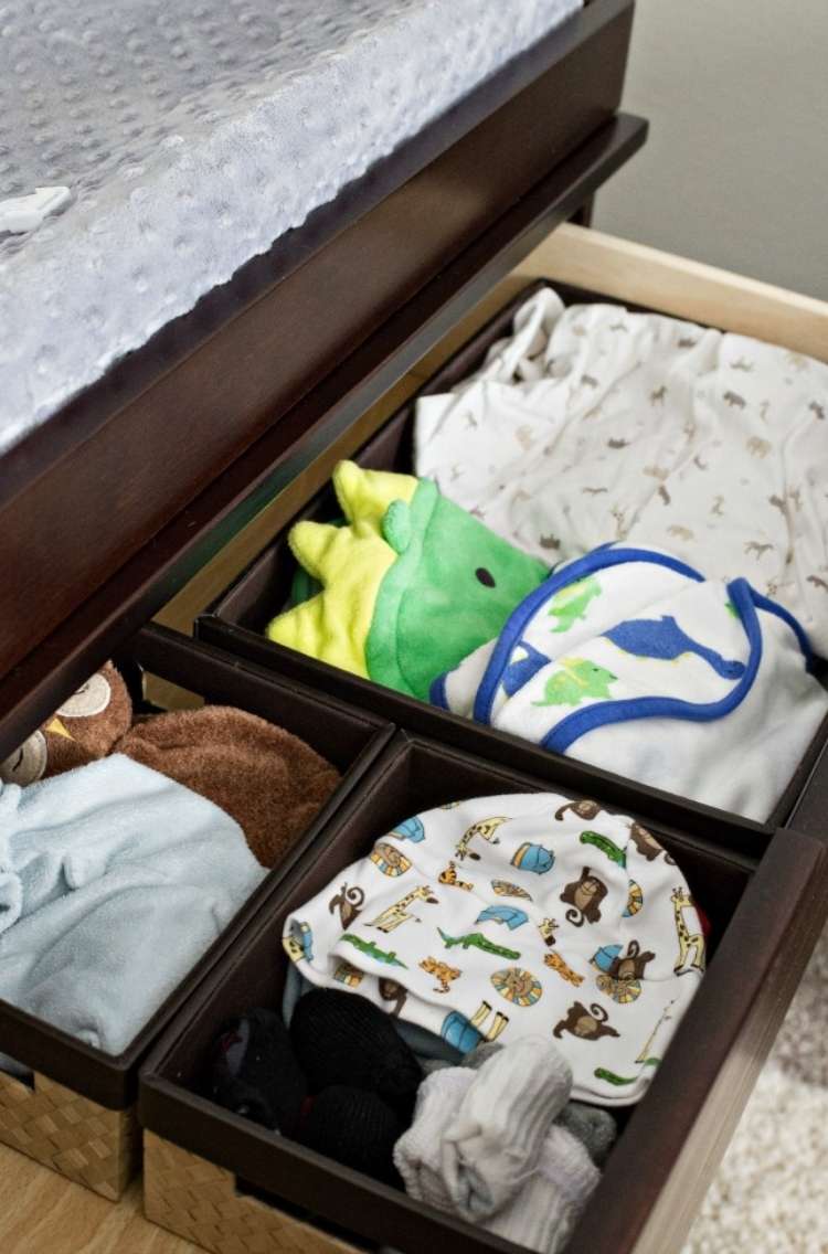 Baby dresser with basket containers for organization