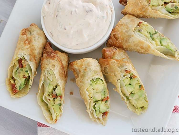 OneCrazyHouse Cheesecake Factory Copycat recipes plate of 1. Copycat Cheesecake factory Avocado Egg Rolls with Chipotle Ranch Dipping Sauce