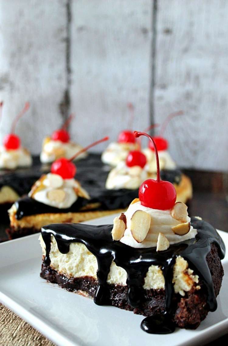 OneCrazyHouse Cheesecake Factory Copycat recipes Slices of hot sundae cheesecakes topped with whipped cream and cherries