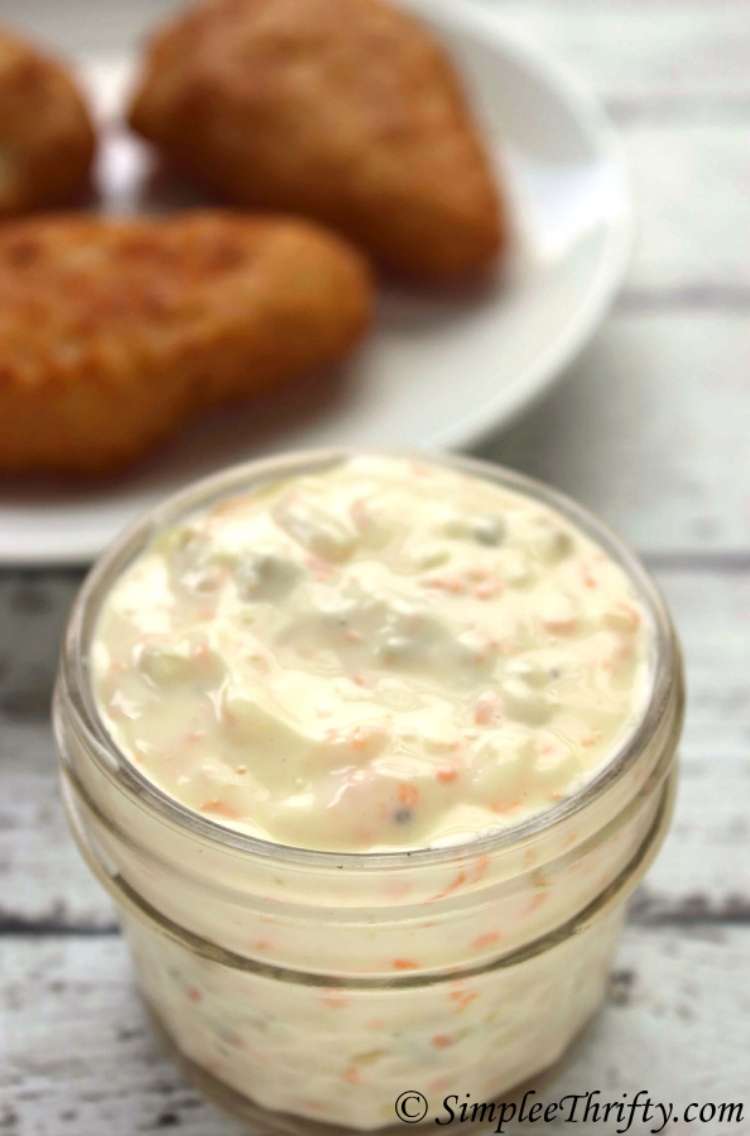 OneCrazyHouse Red Lobster Copycat recipes glass jar filled with homemade tartar sauce