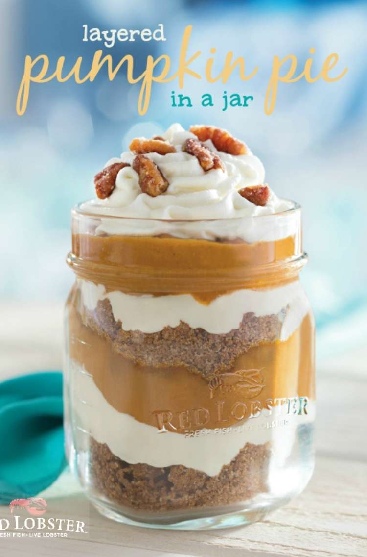 OneCrazyHouse Red Lobster Copycat recipes Glass jar with layered pumpkin dessert