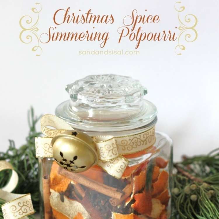 Orange Peel Uses - Christmas-spice-simmering-potpourri in glass jar 