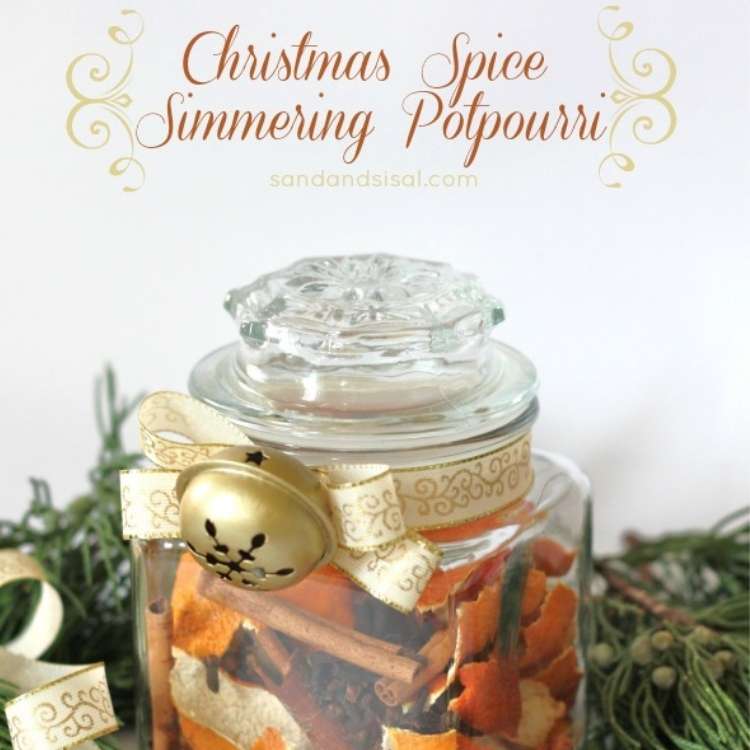 Orange Peel Uses - Christmas-spice-simmering-potpourri in glass jar