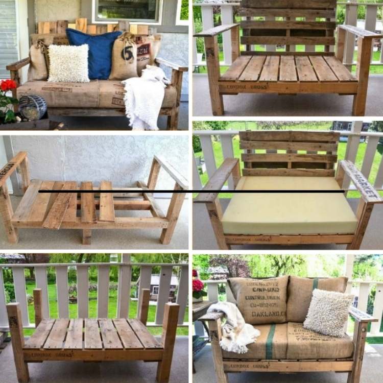 Pallets turned into chairs for the deck