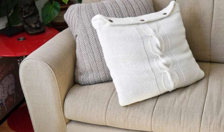 sweater pillows made from recycled old sweaters 