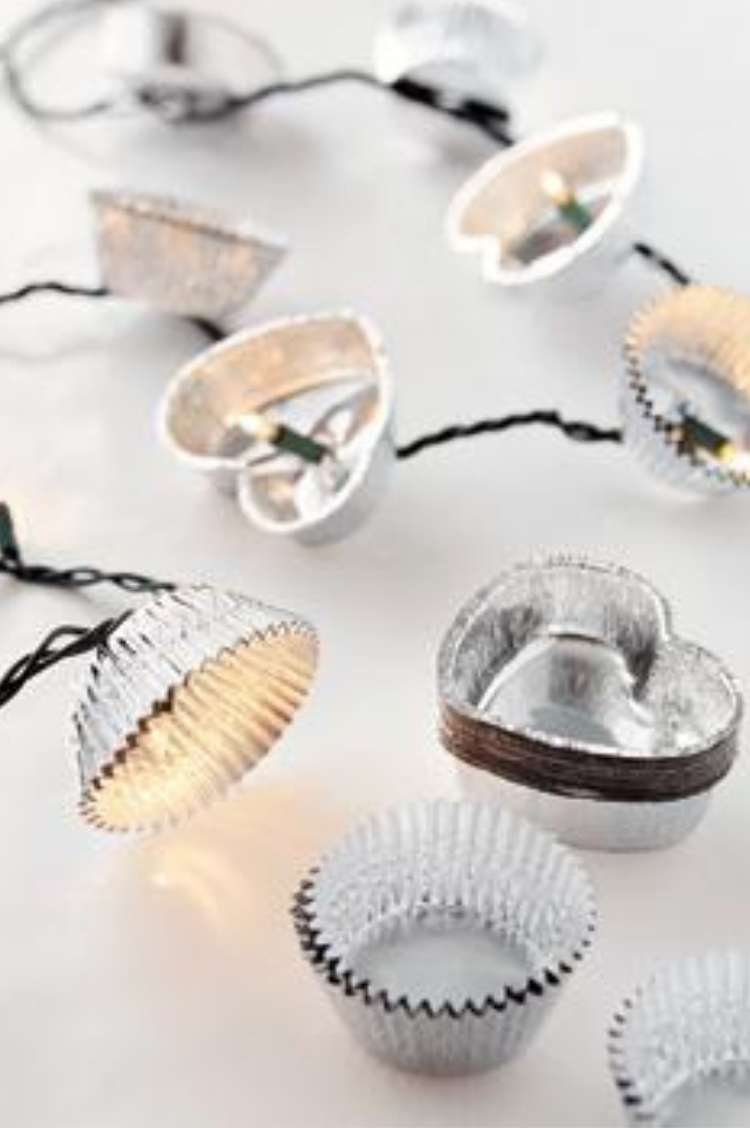 holiday lights in cupcake foil