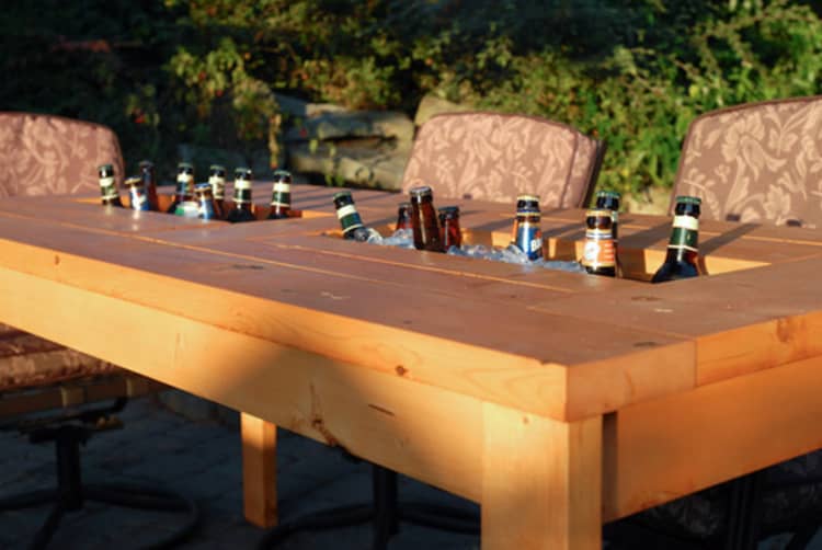 Backyard DIY Ideas - patio table with built in cooler