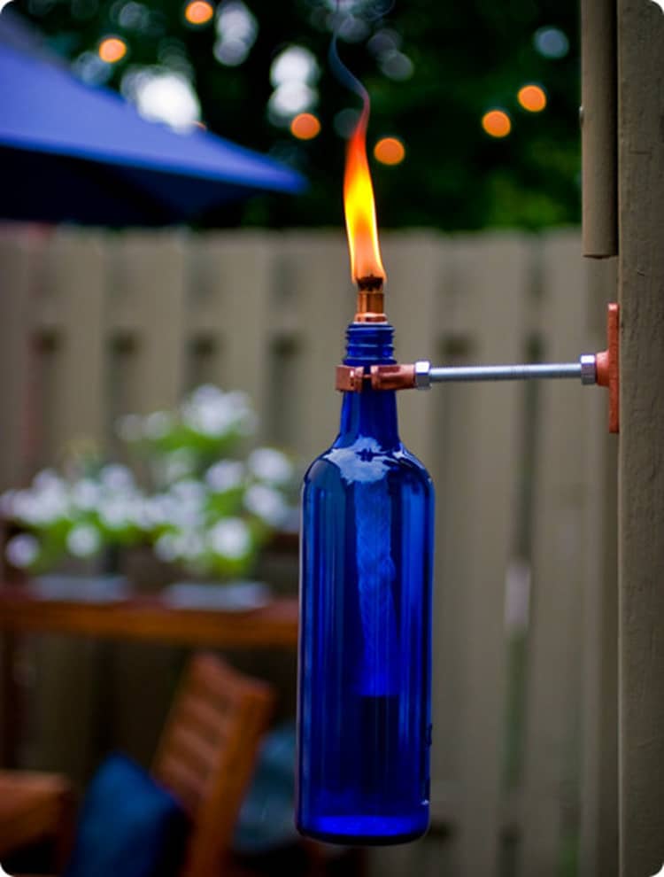 Backyard DIY Ideas - wine bottle torches