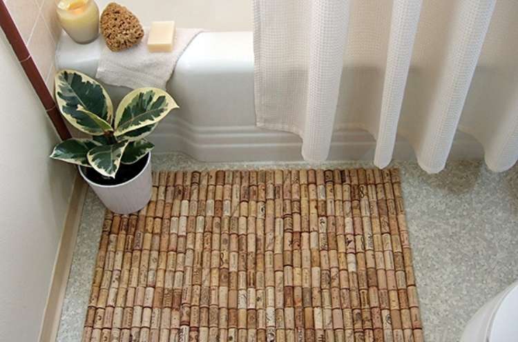 Wine Cork Crafts DIY Bath Mat