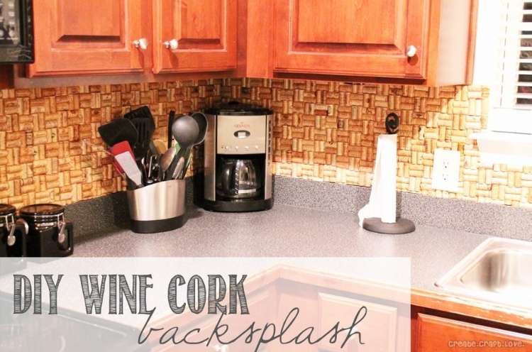 Wine Cork Crafts Cork DIY Kitchen Backsplash