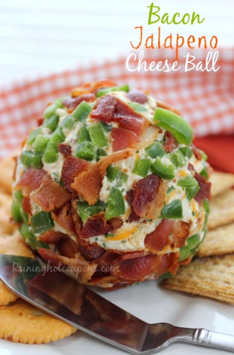 Bacon. jalapeno, cheeseball on a plate