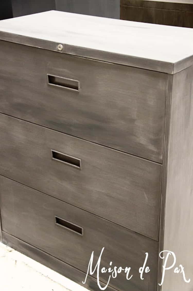 make over cabinet with a brushed steel look