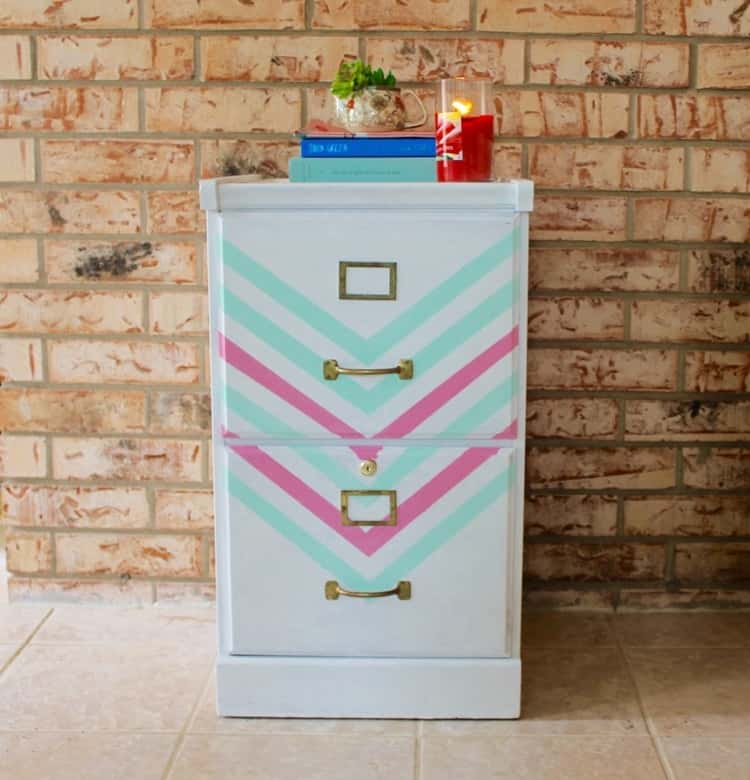 File cabinet makeover - light blue designer cabinet 