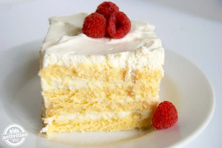 Easy Vanilla Icebox Cake with raspberries on top