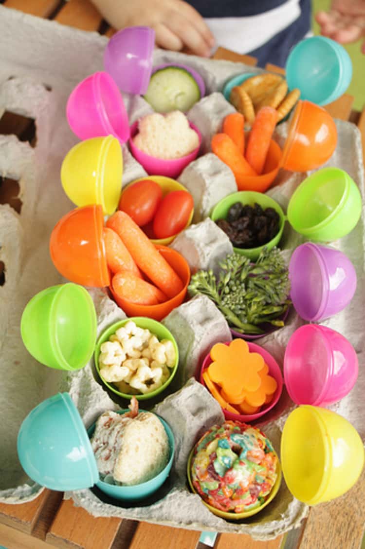 Travel tips, plastic Easter eggs make great holders for snacks and finger foods