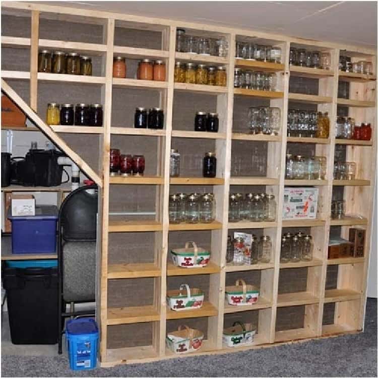 unfinished basement shelves storage ideas