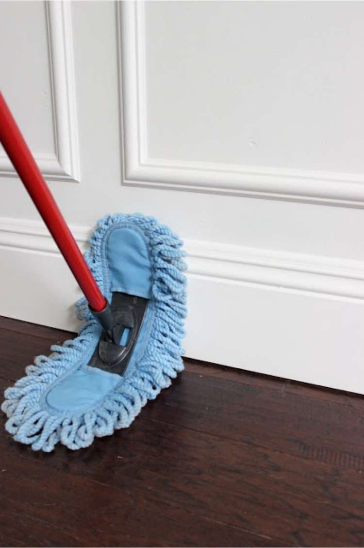 dust mop on hardwood floor