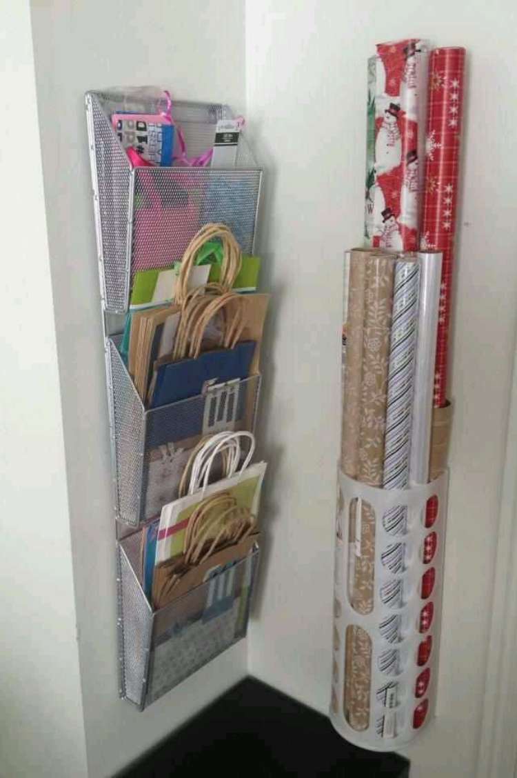 gift wrap and gift bag storage