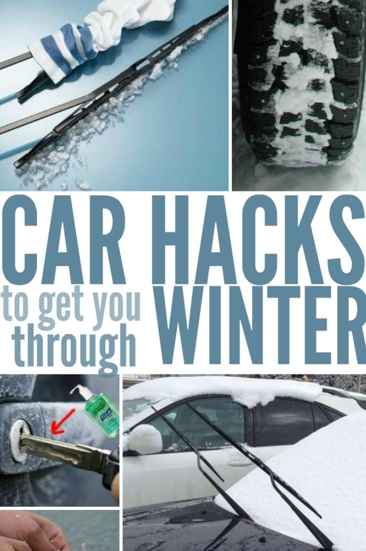 cars, tires, windshields covered in snow to illustrate car hacks
