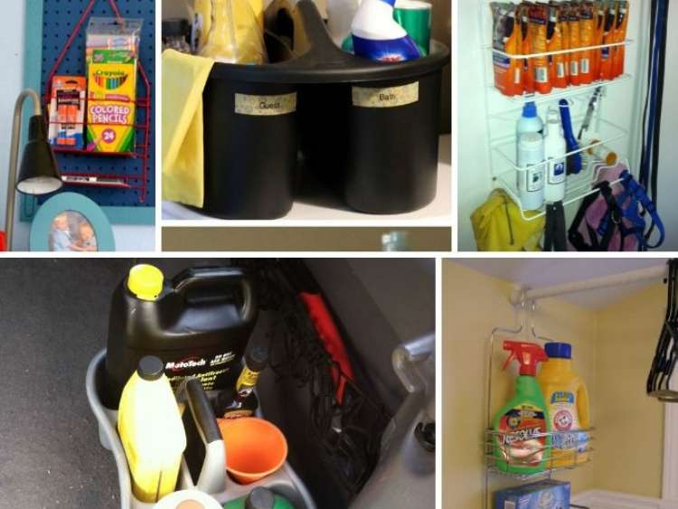 image collage of shower caddy org tips