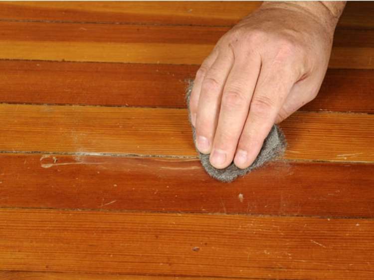 steel wool on hardwood floor