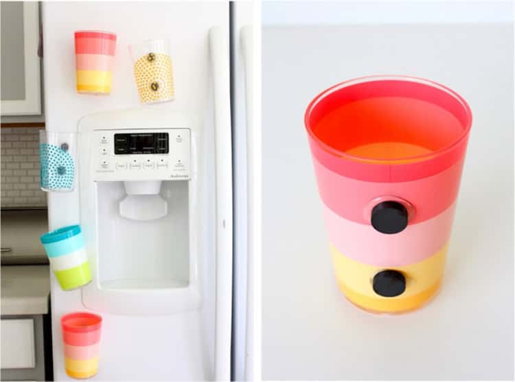 15 Life-Changing Fridge Organization Hacks - attach magnets on your high-use cups and stick them to the fridge for easy access