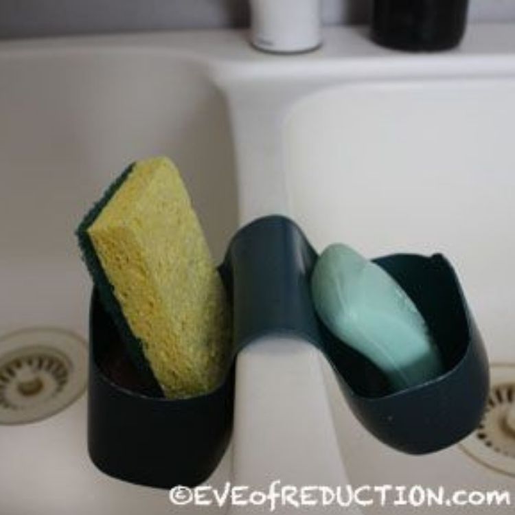 Soup on one side and a sponge on the other, this clever upcycled shampoo bottle holds more. 