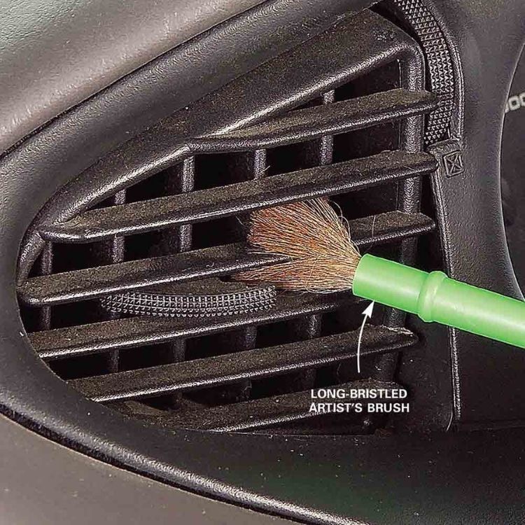 Keep those little watercolor paintbrushes from your kids paint set to use as a dust cleaner for your car vents. 