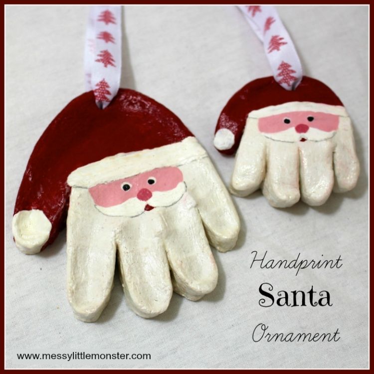 handprint santa ornament