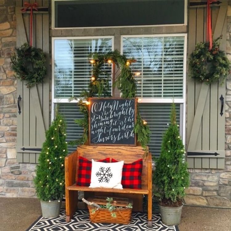 front porch bench display