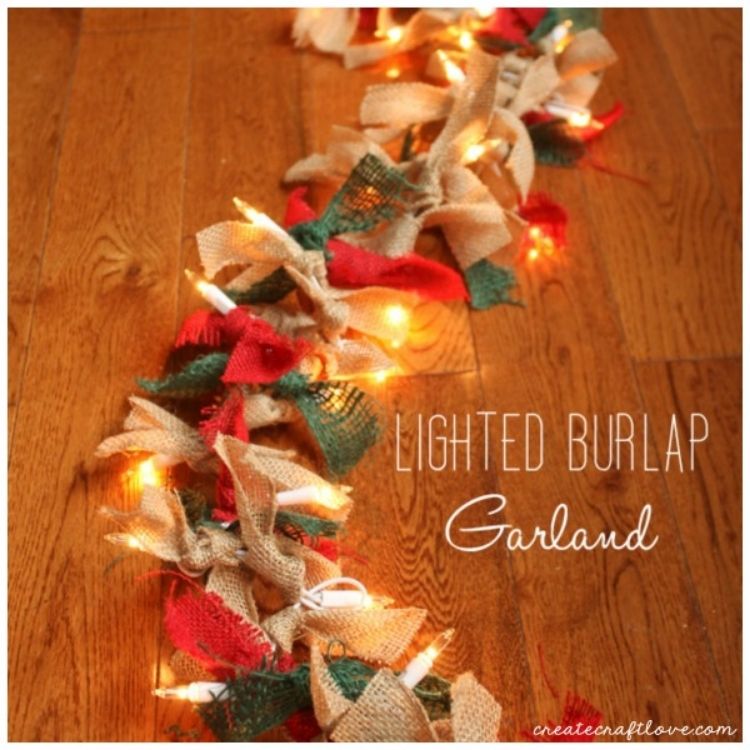 Lighted burlap garland