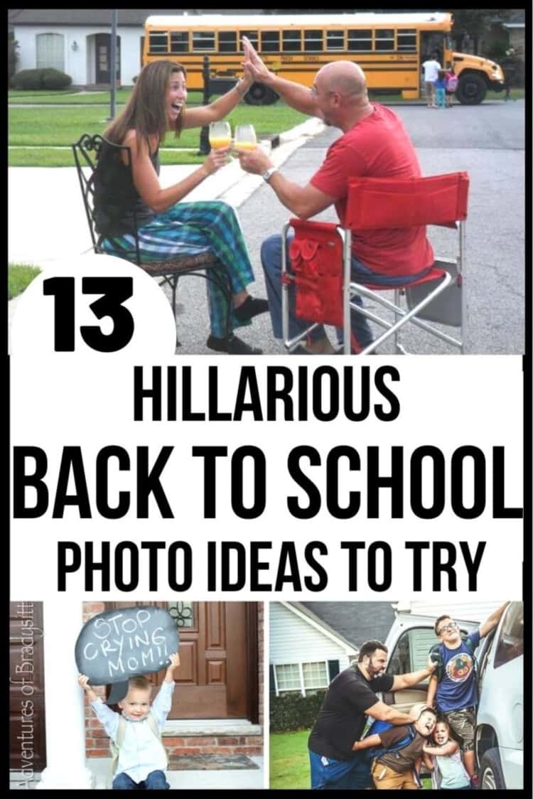 3-photo collage of 13 HILARIOUS BACK TO SCHOOL PHOTO IDEAS TO TRY